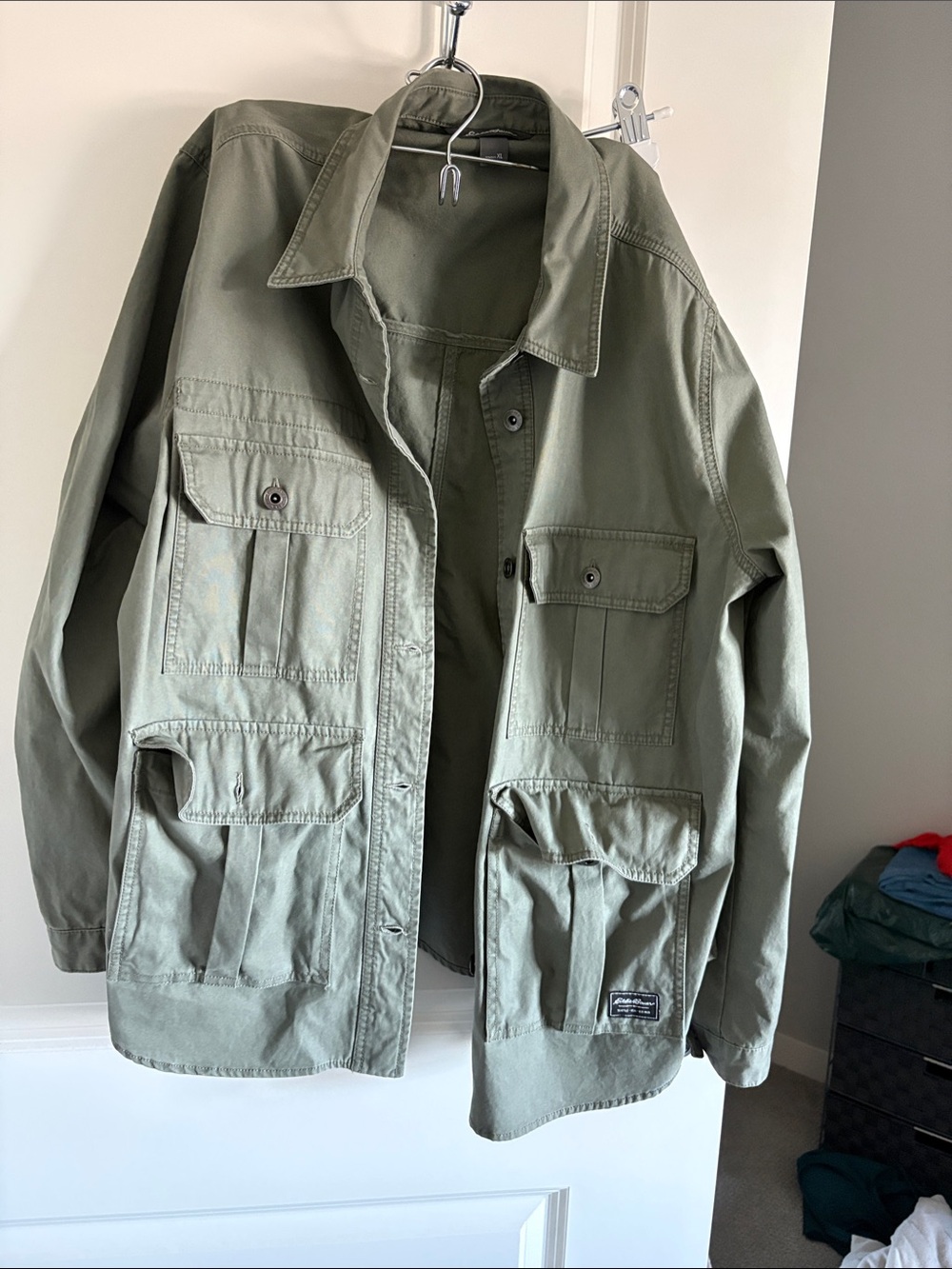 Eddie Bauer Olive Utility Field Jacket with Front Patch Pockets